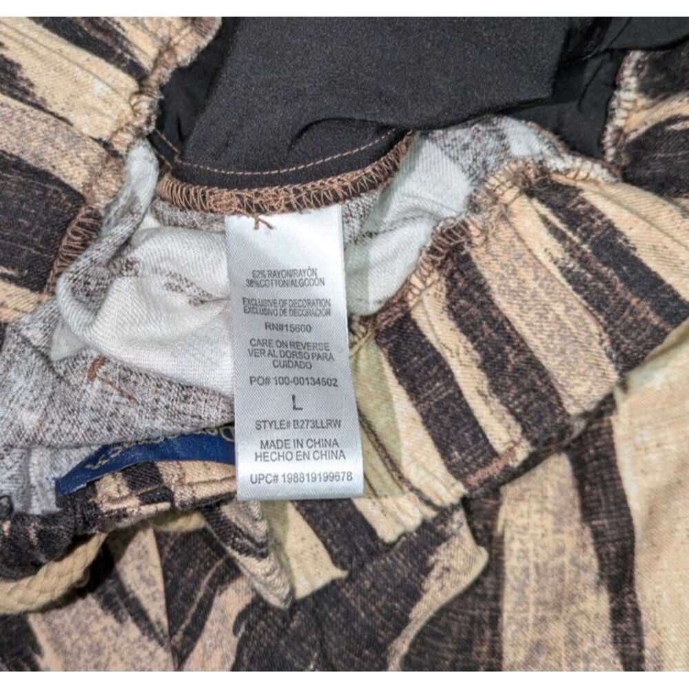 Democracy Wide Leg Pants L Women's Printed Hi Rise Rayon Tie Belt Pull On Pocket - Picture 7 of 8